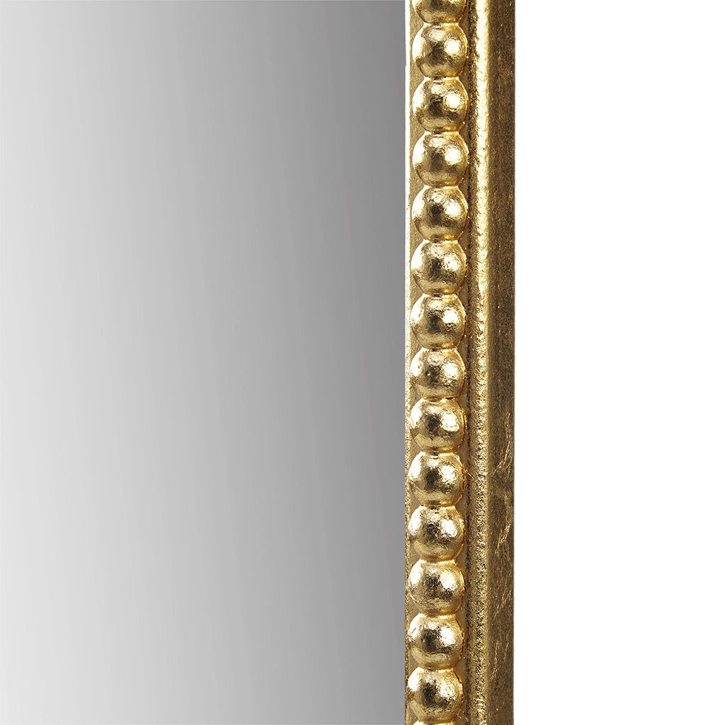 Transitional Beaded Gold Arch Wall Mirror