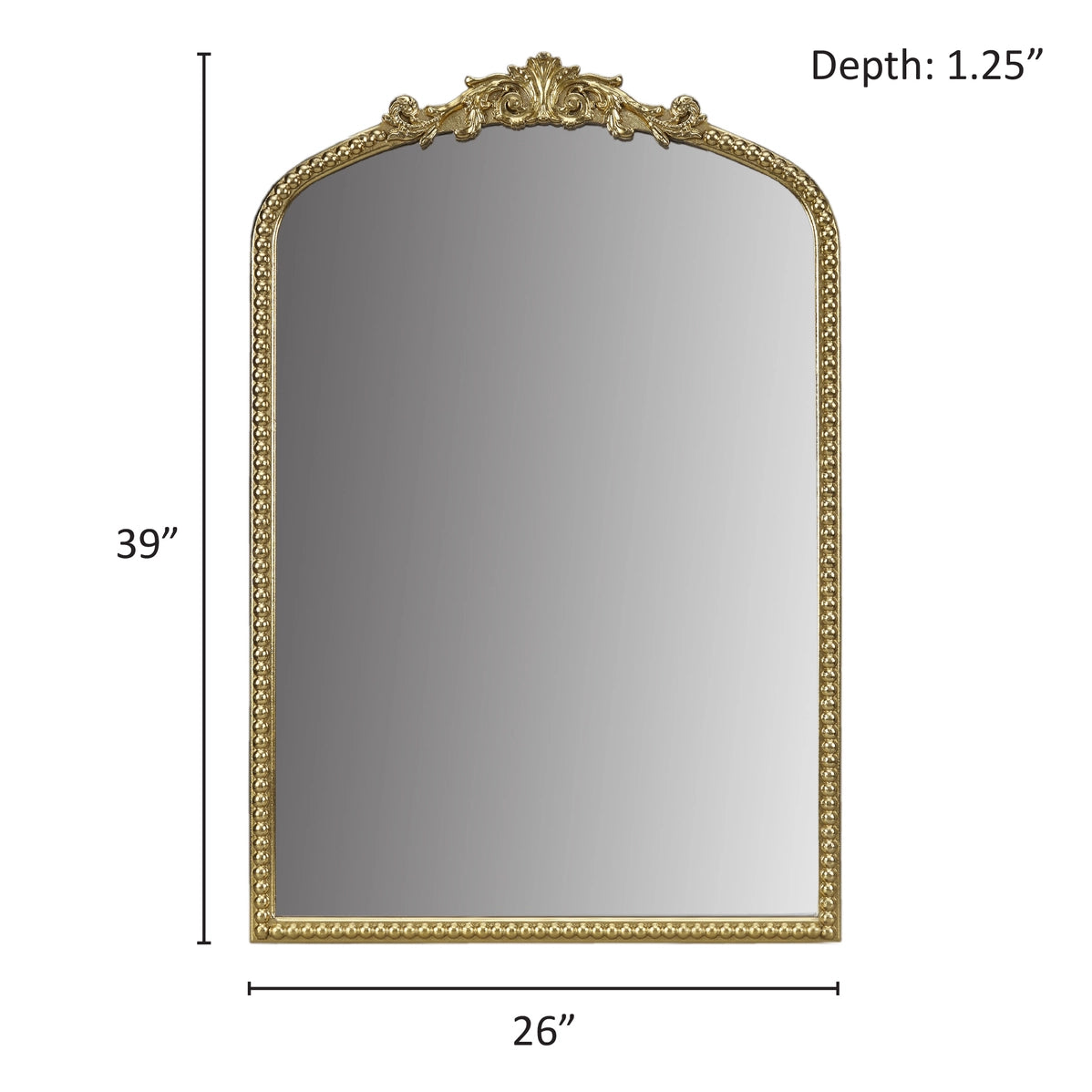 Transitional Beaded Gold Arch Wall Mirror