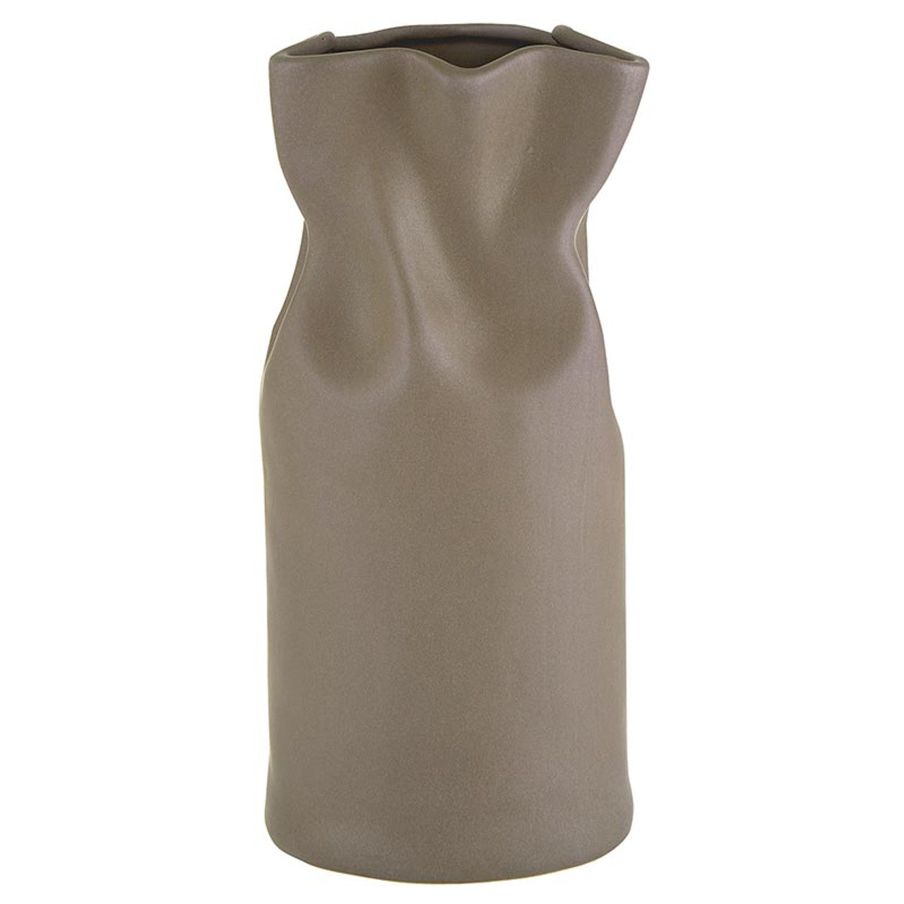 Cinched Ceramic Vase - Matte Brown