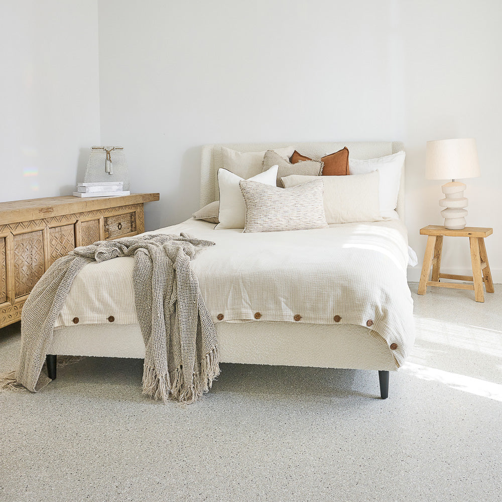 Off-White Marina Duvet with Natural Stripe