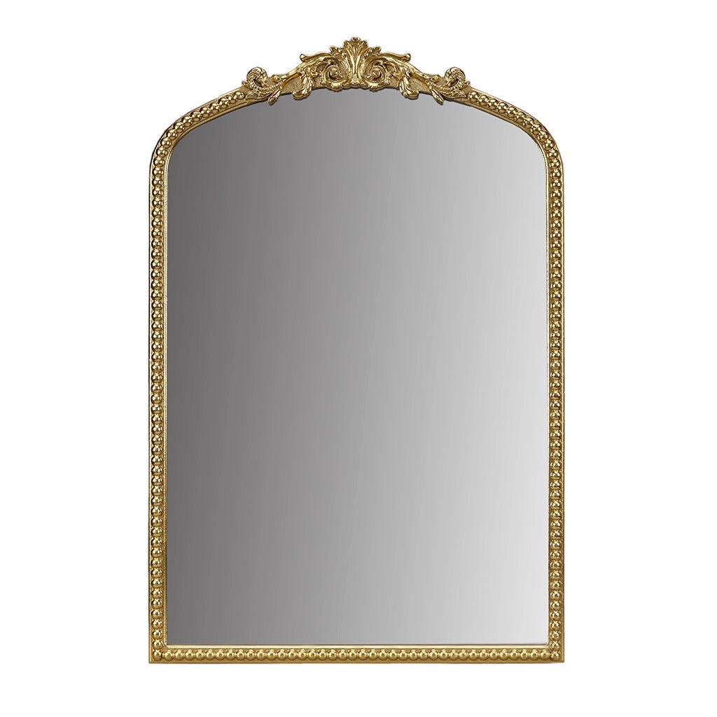 Transitional Beaded Gold Arch Wall Mirror