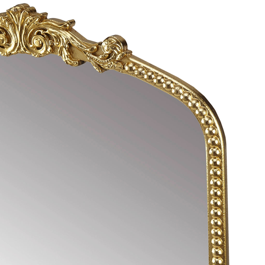 Transitional Beaded Gold Arch Wall Mirror