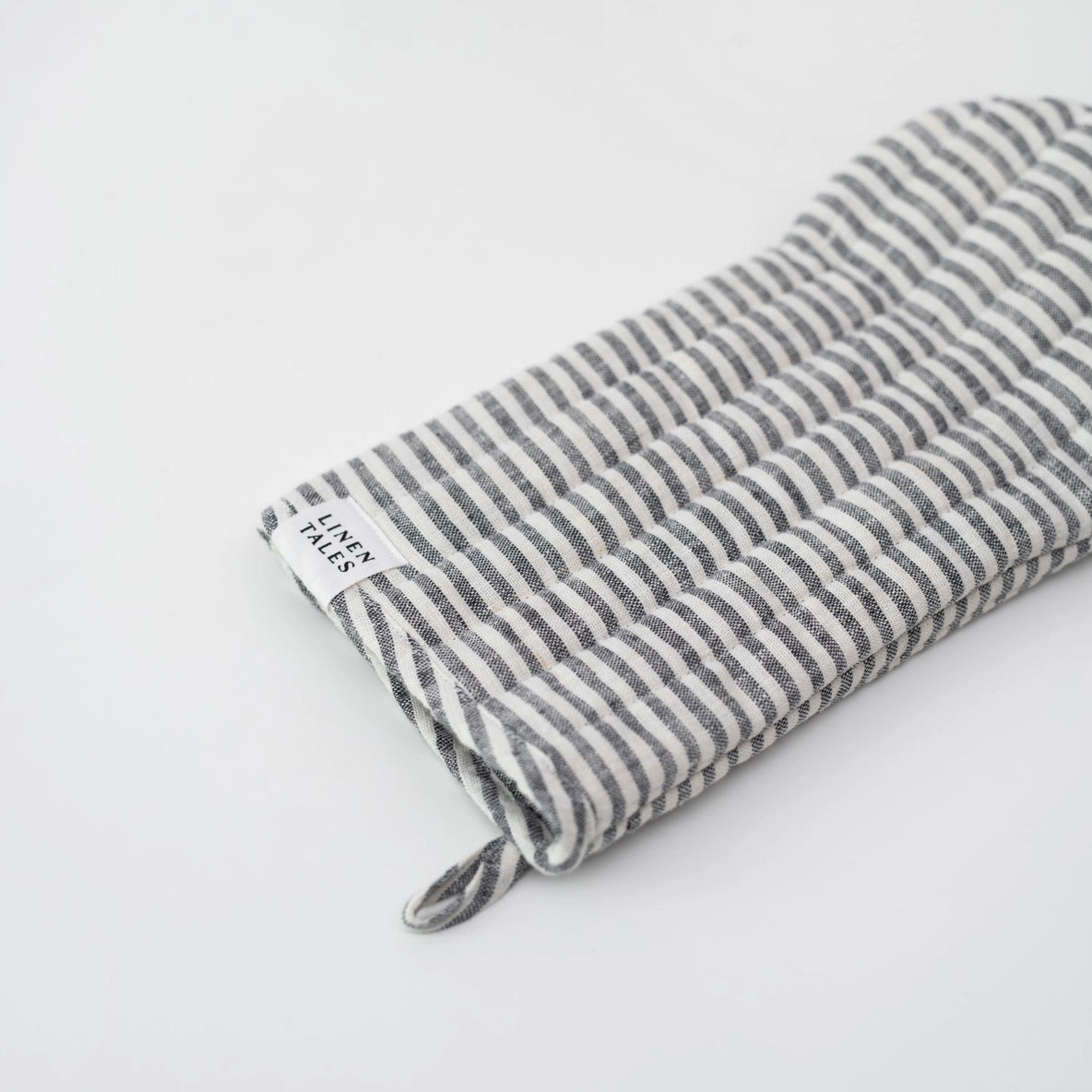 Thin Black Stripes Linen Oven Mitt