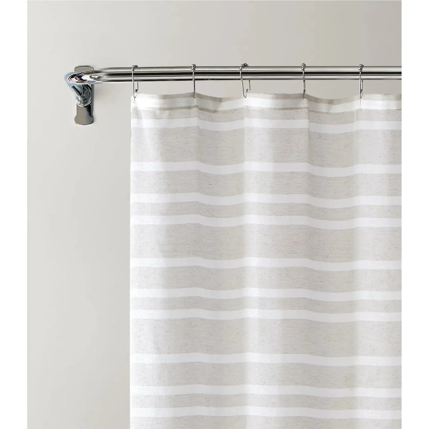 Taupe and White Striped Shower Curtain