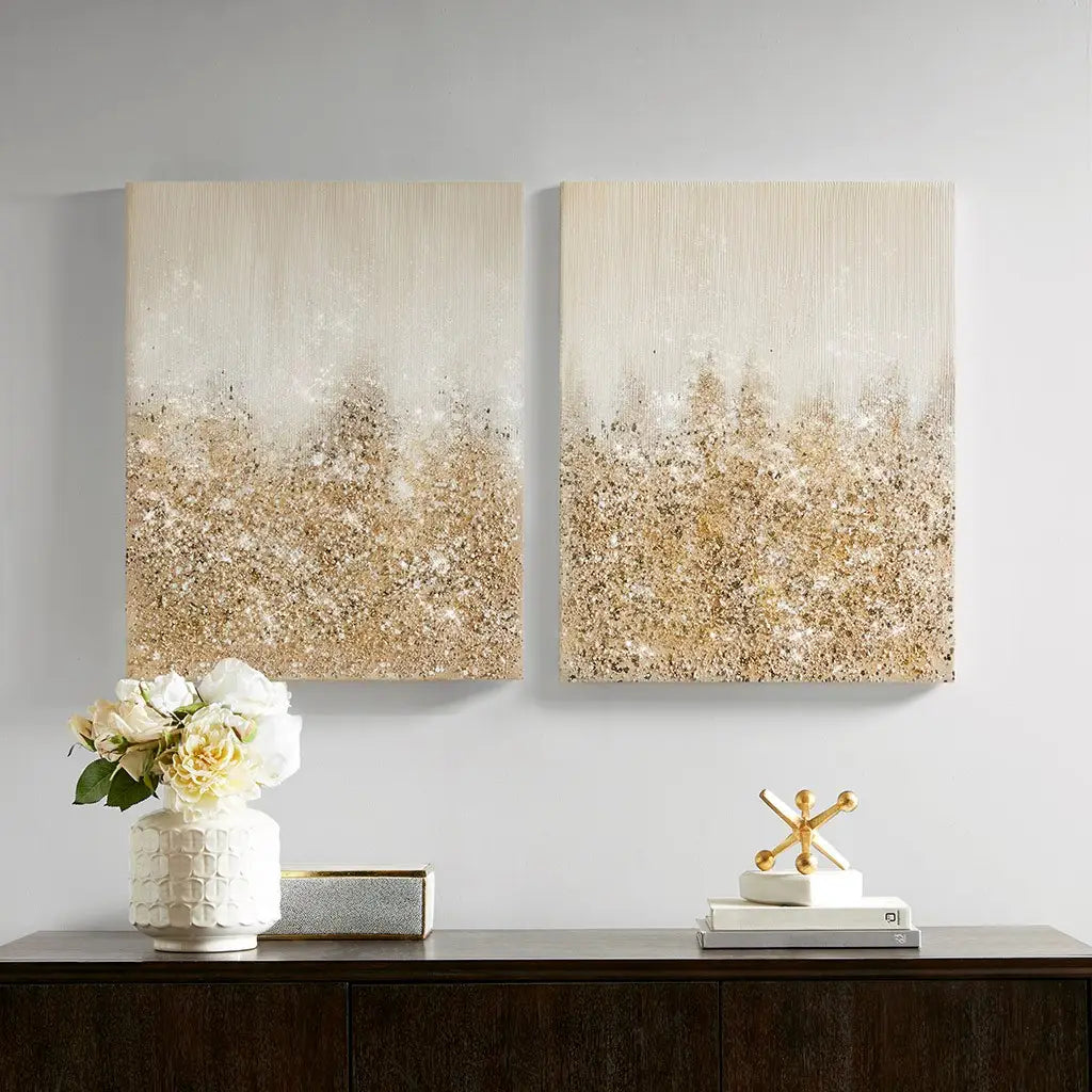 Gold Ombre Glitter 2 Piece Wall Art