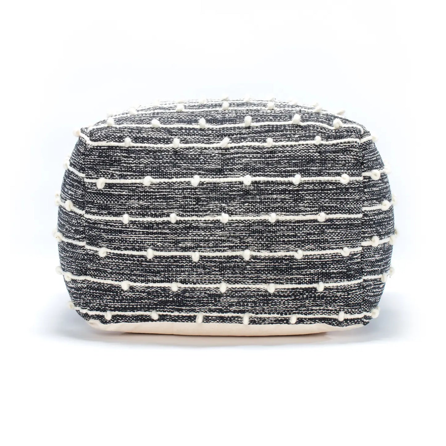 Grey & White Pebble Beaded Pouf