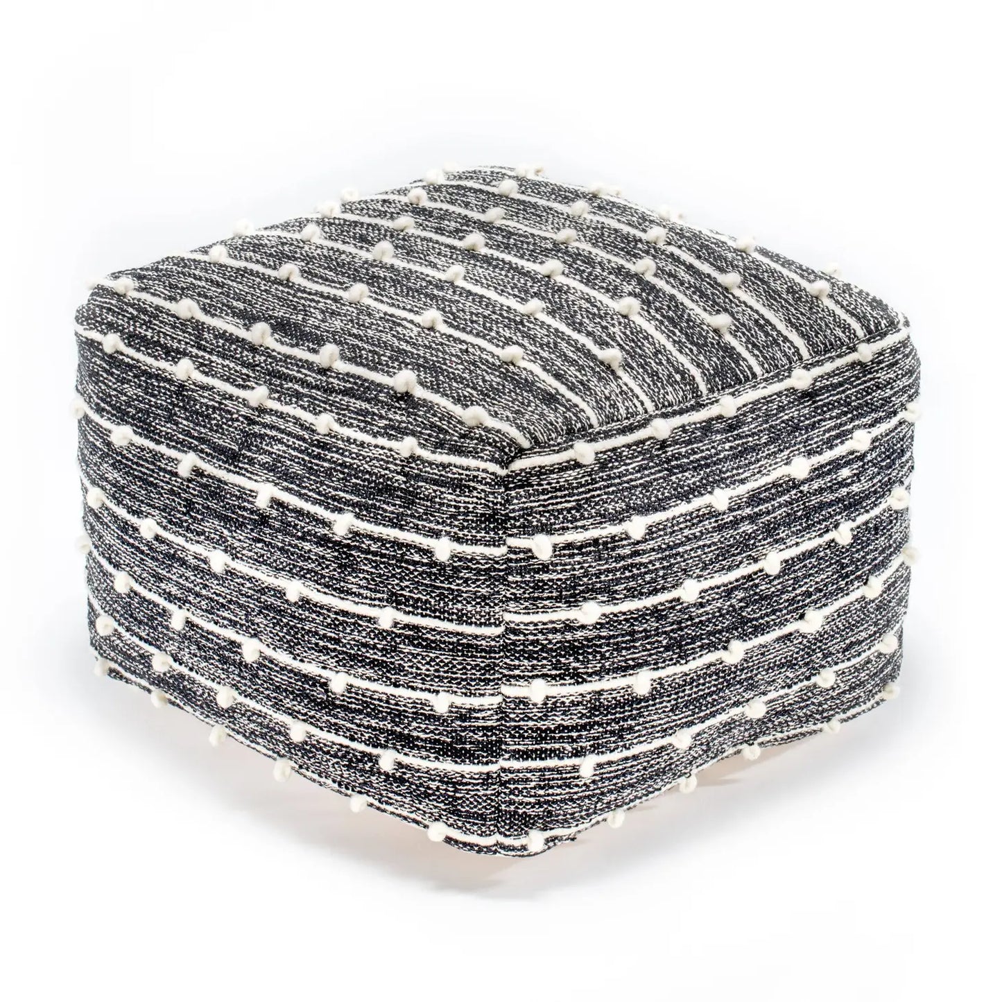 Grey & White Pebble Beaded Pouf
