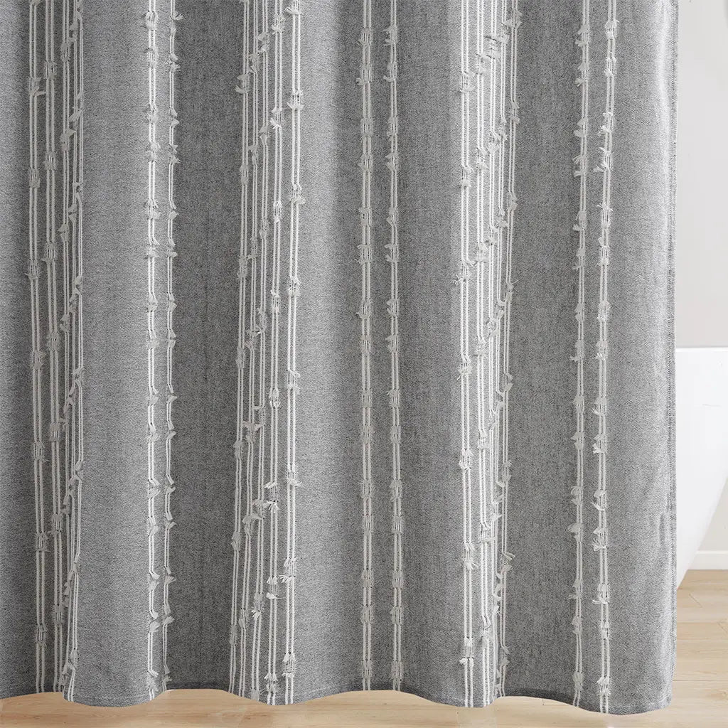Grey Stripe Jacquard Shower Curtain