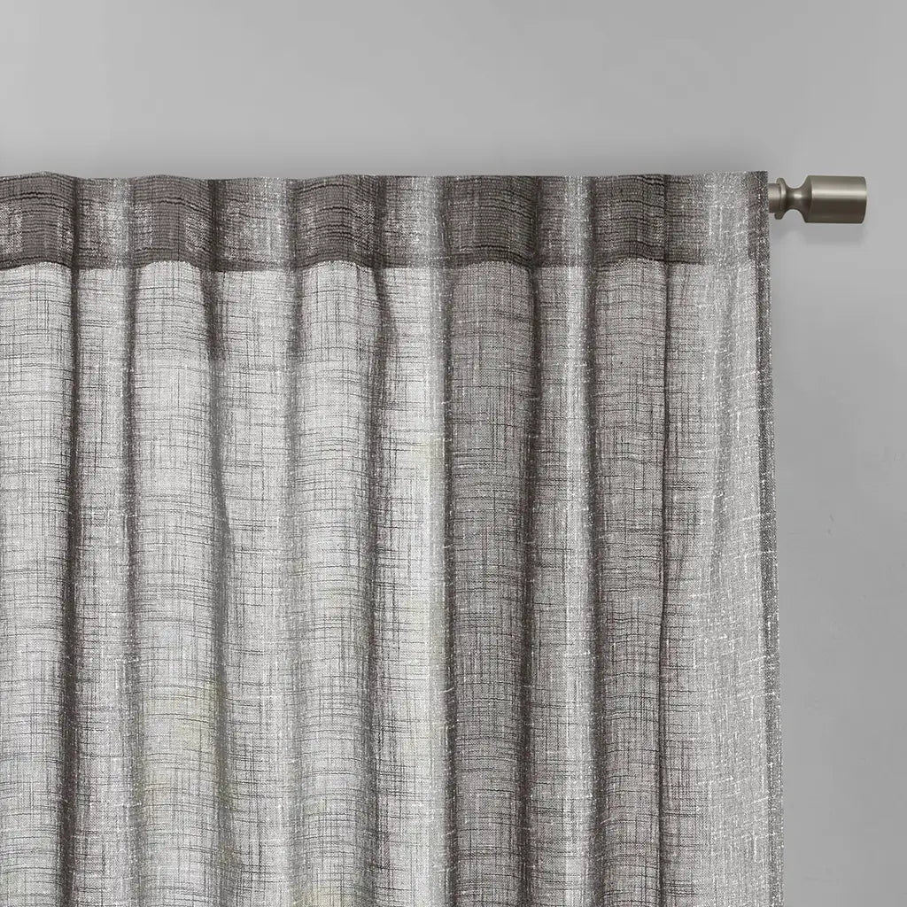 Textured Woven Sheer Grey Curtain