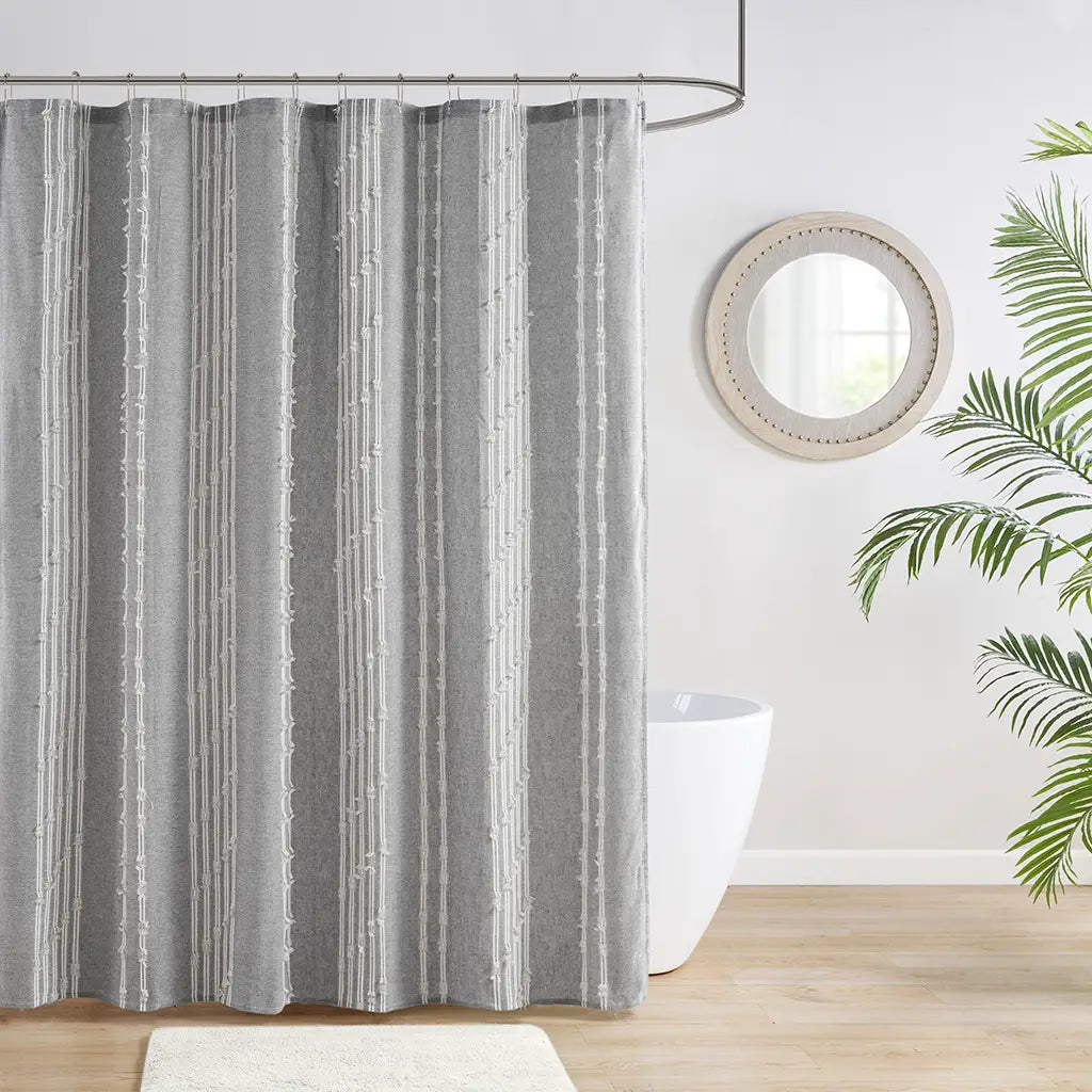 Grey Stripe Jacquard Shower Curtain