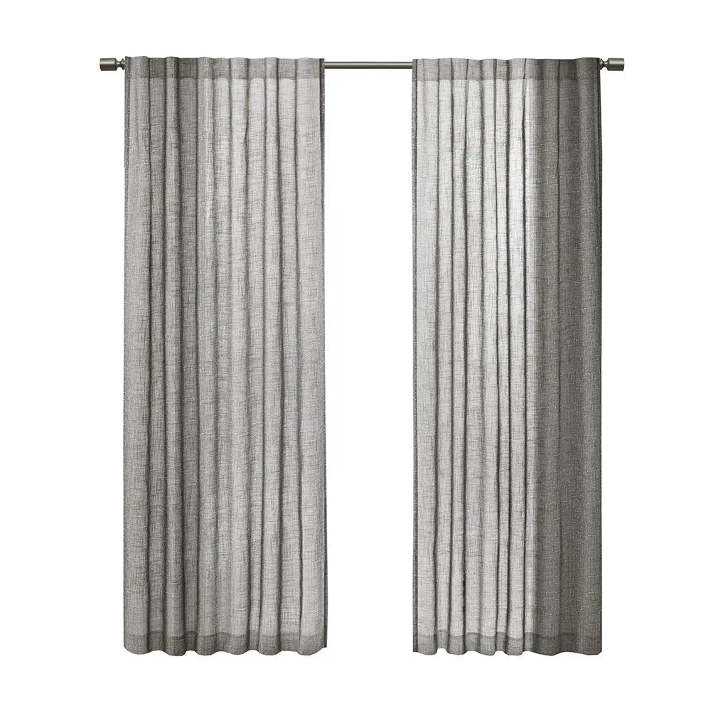 Textured Woven Sheer Grey Curtain