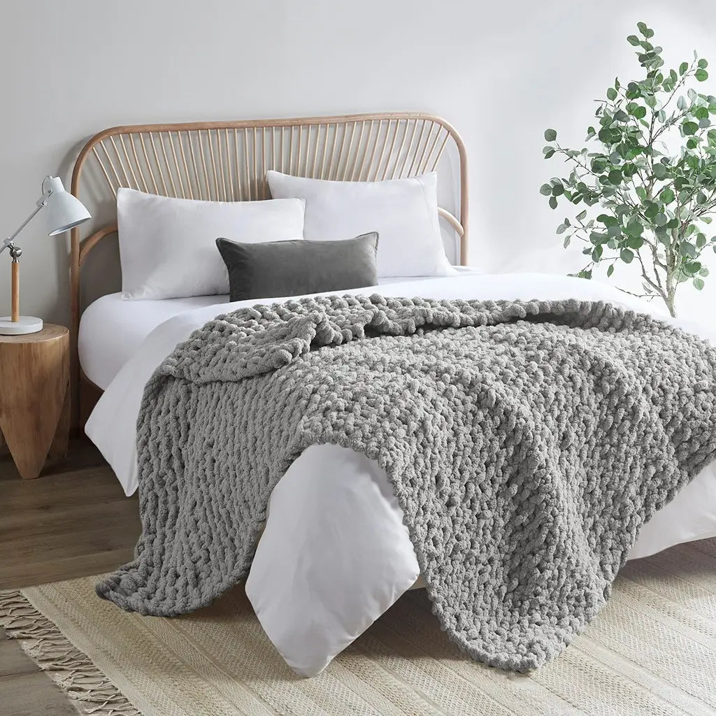 Handmade Chunky Knit Throw- 50x60