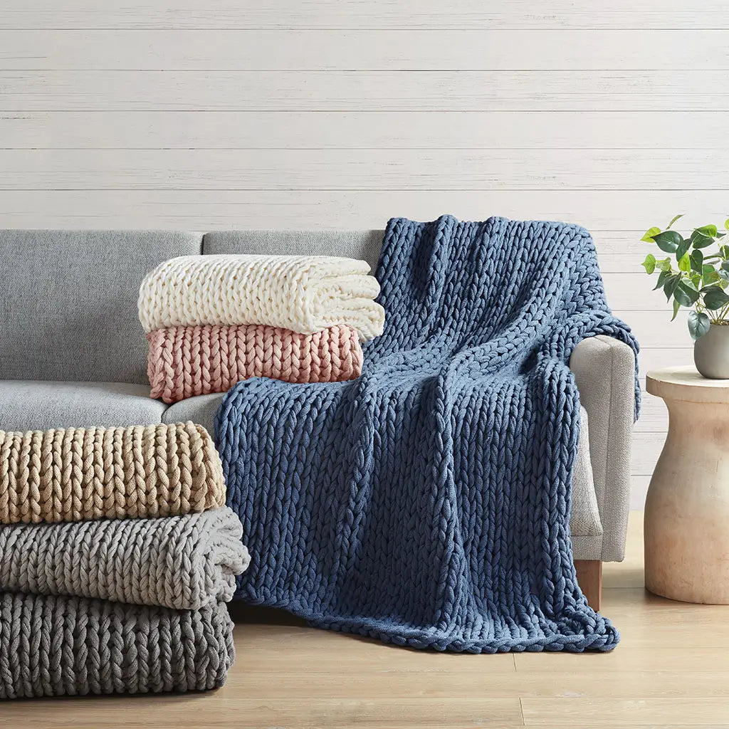 Handmade Chunky Knit Throw- 50x60