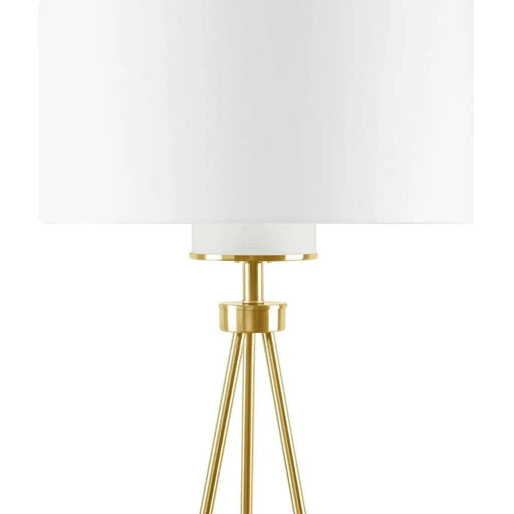 Gold & White Tripod Floor Lamp