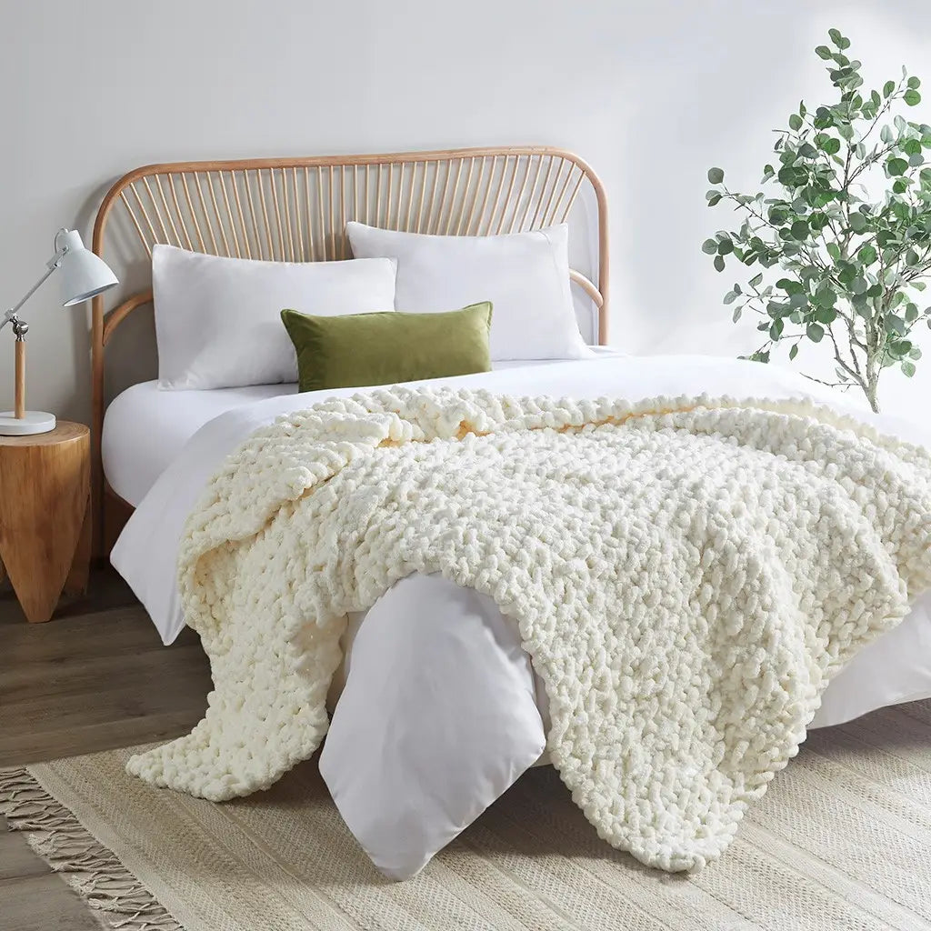 Handmade Chunky Knit Throw- 50x60