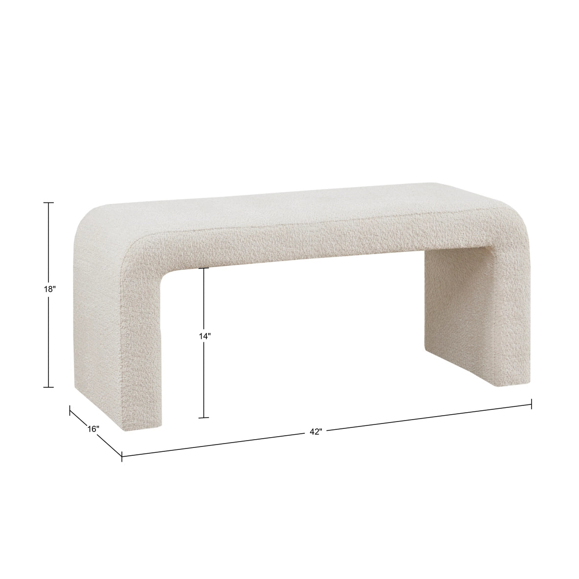Boucle Cream Waterfall Accent Bench