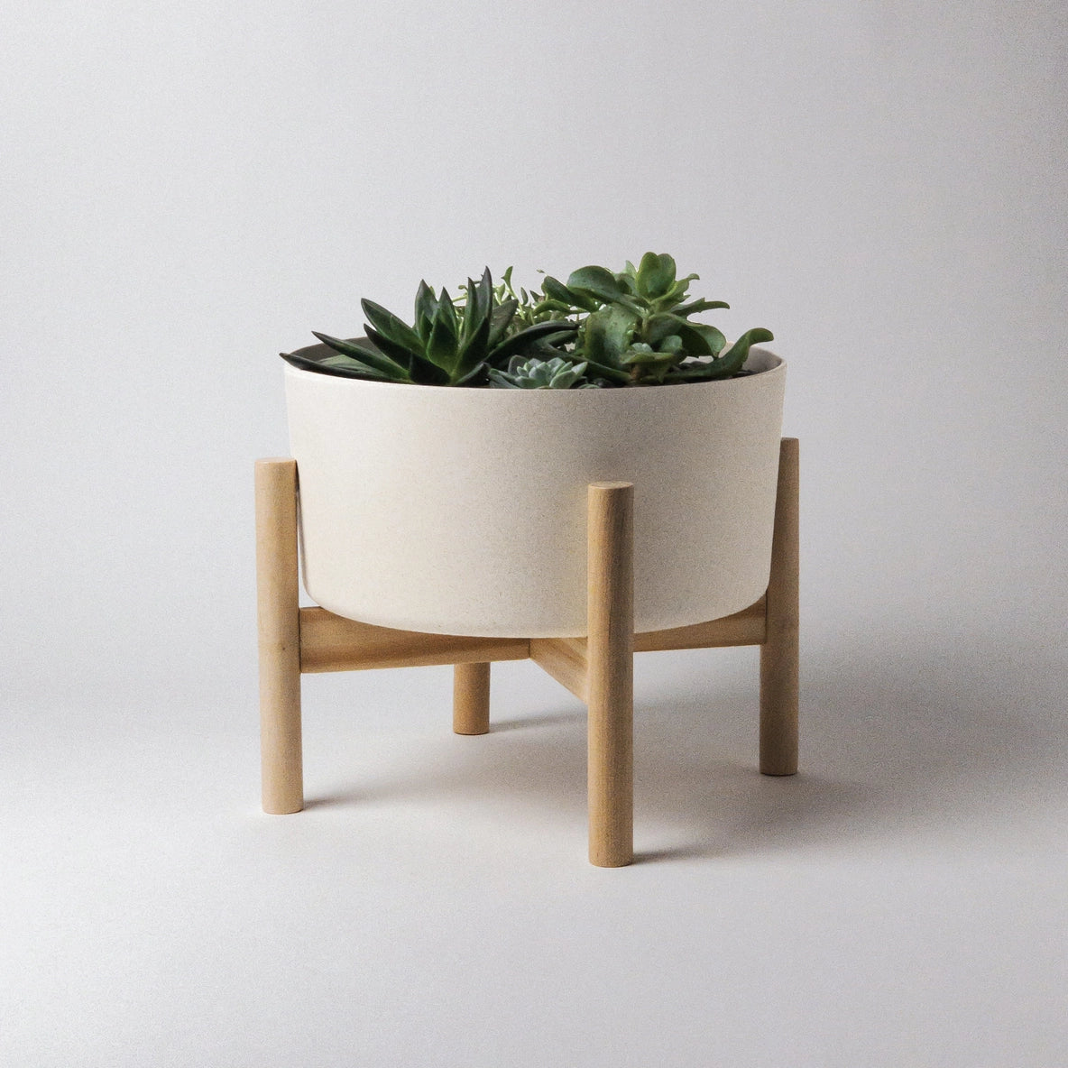 Bamboo Fibre 9" Wide Planter Pot and Stand