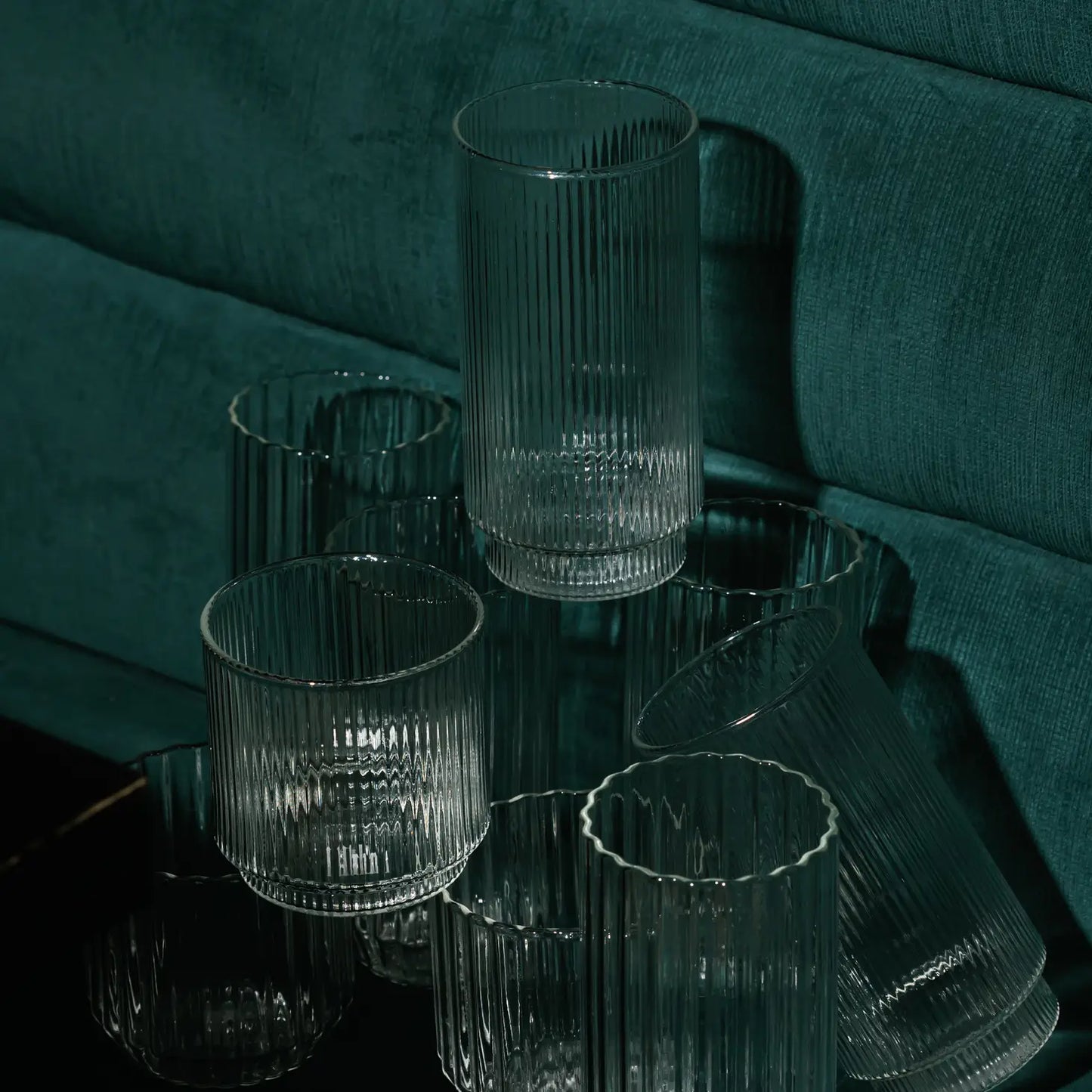 Tall Ridged Glassware -Set of 4