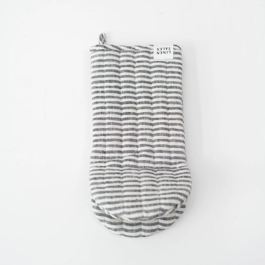 Thin Black Stripes Linen Oven Mitt