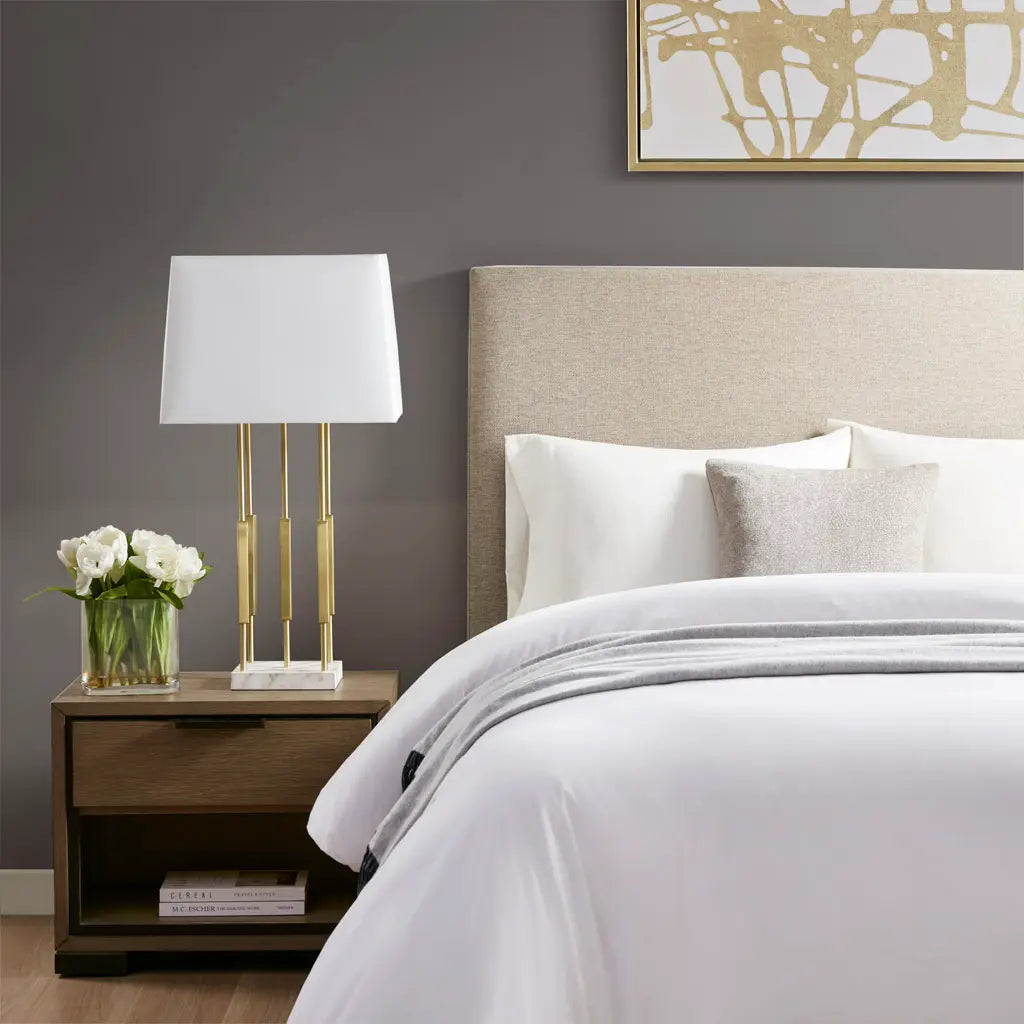 Modern Gold Table Lamp with Marble Base