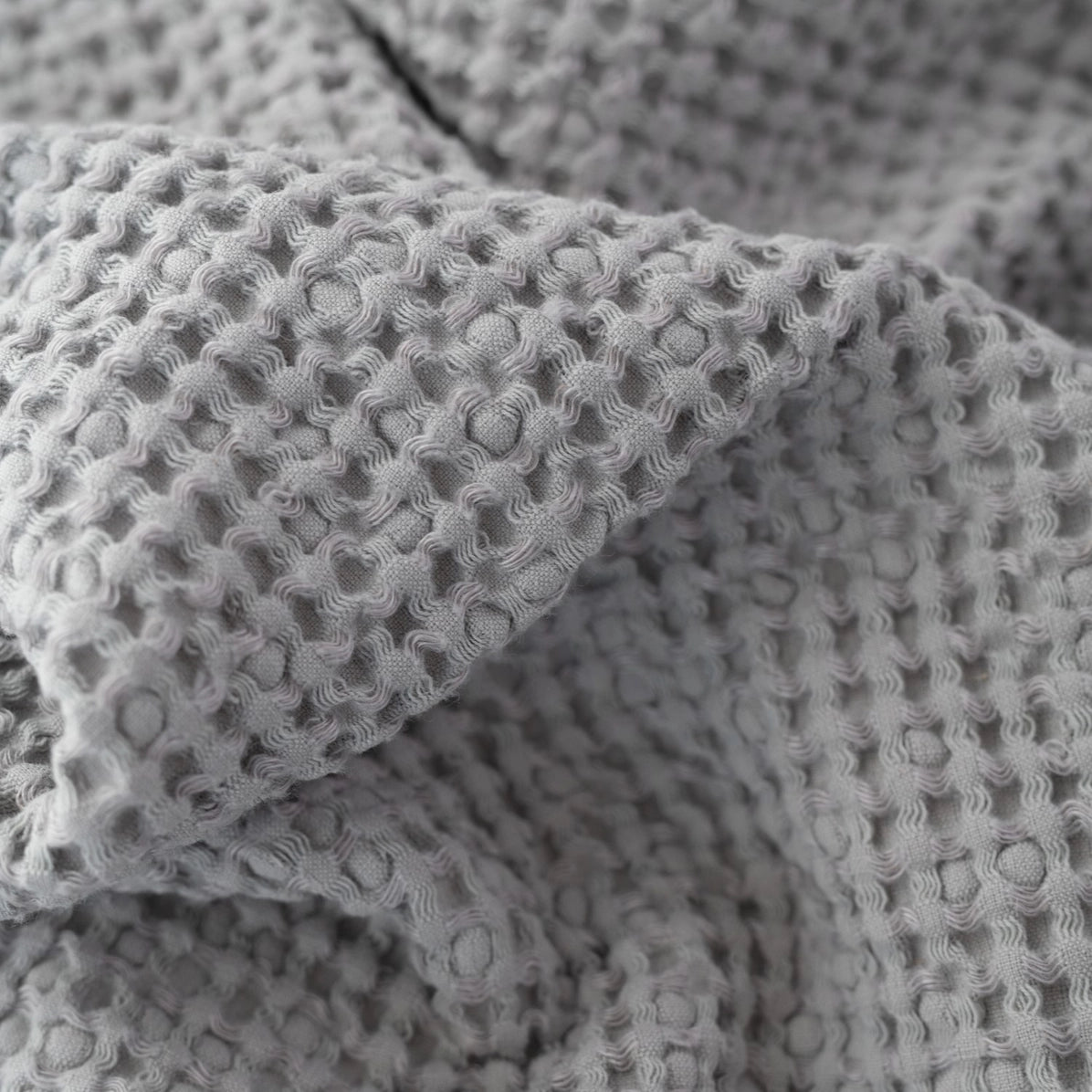Light Grey Linen & Cotton Honeycomb Waffle Towels