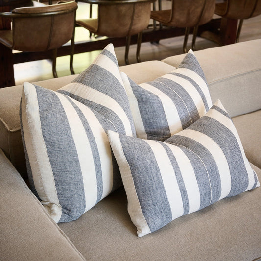 Lido Cushion Cover in Navy and White