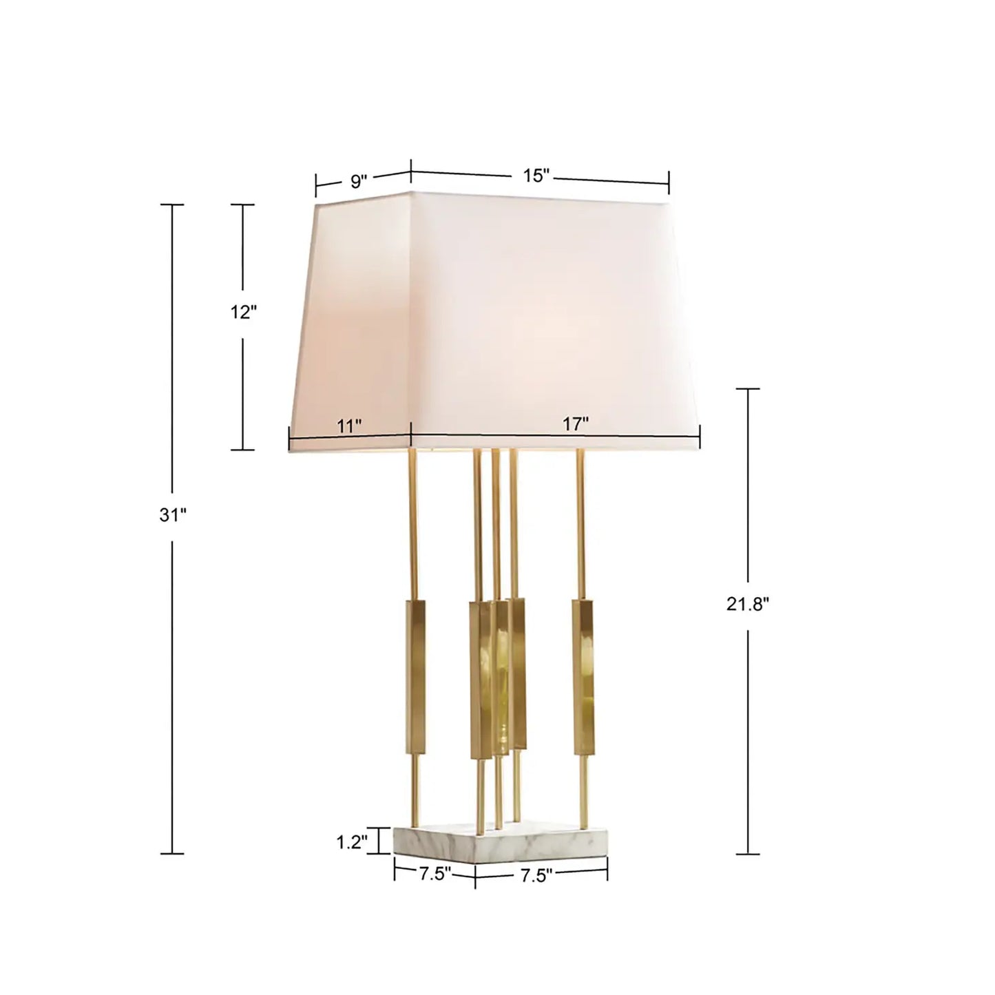 Modern Gold Table Lamp with Marble Base