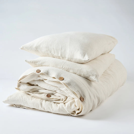 Off-White Marina Duvet with Natural Stripe