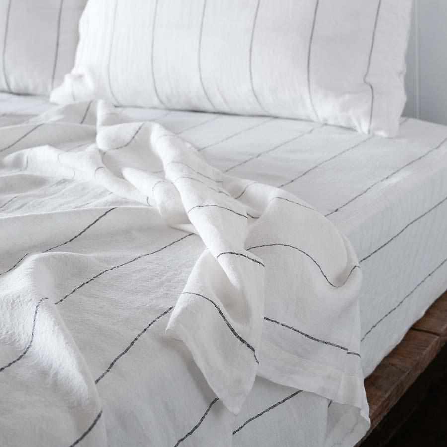 French Linen Striped Carter Flat Sheet