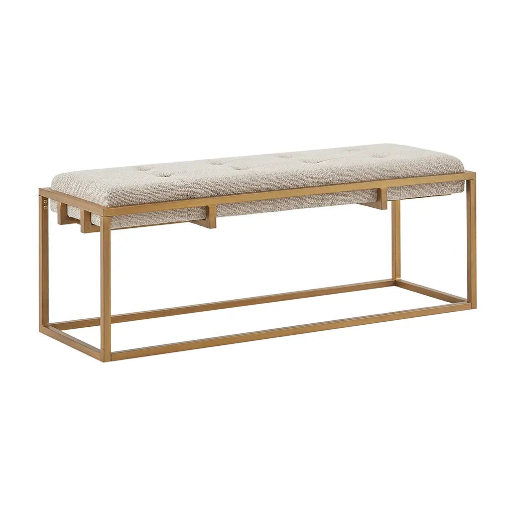 Cream Button Tufted Accent Bench