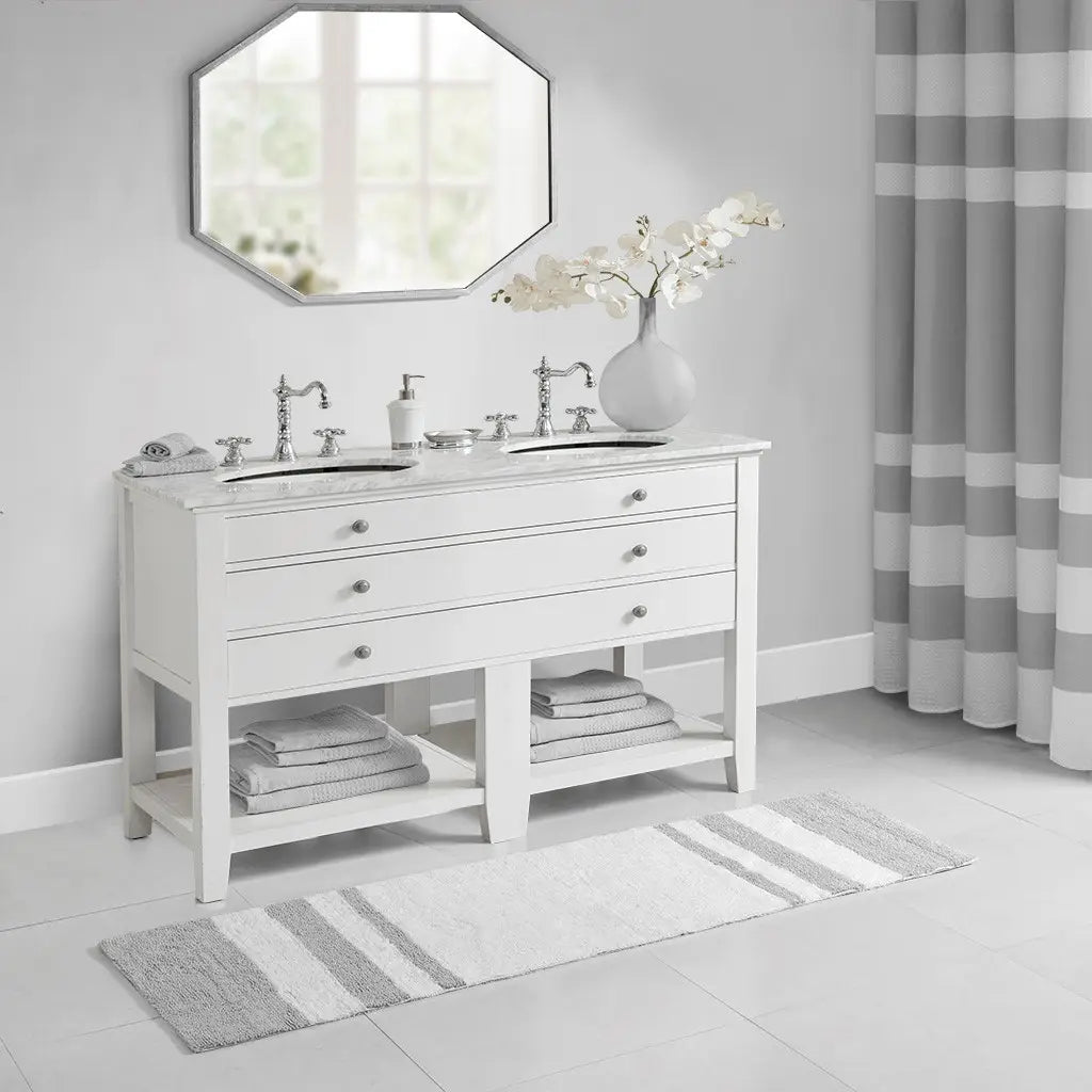 Stripe Cotton Reversible Bath Rug