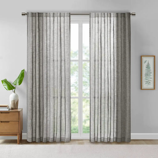 Textured Woven Sheer Grey Curtain