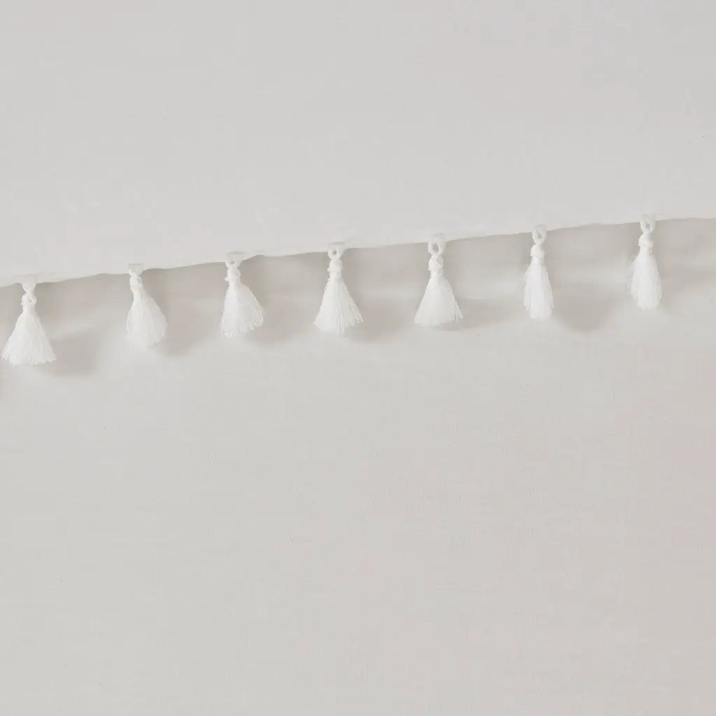 White Bohemian Tassel Bedding Set