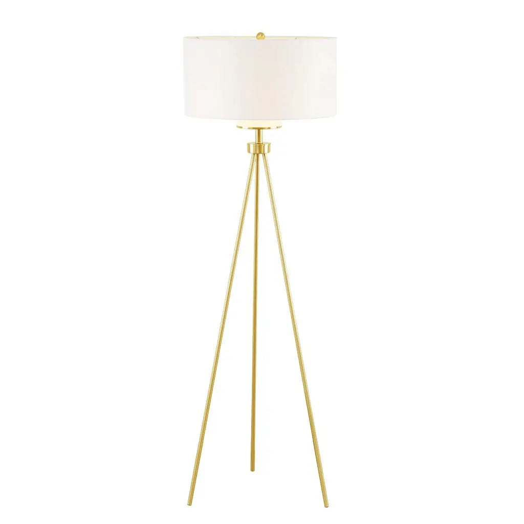Gold & White Tripod Floor Lamp