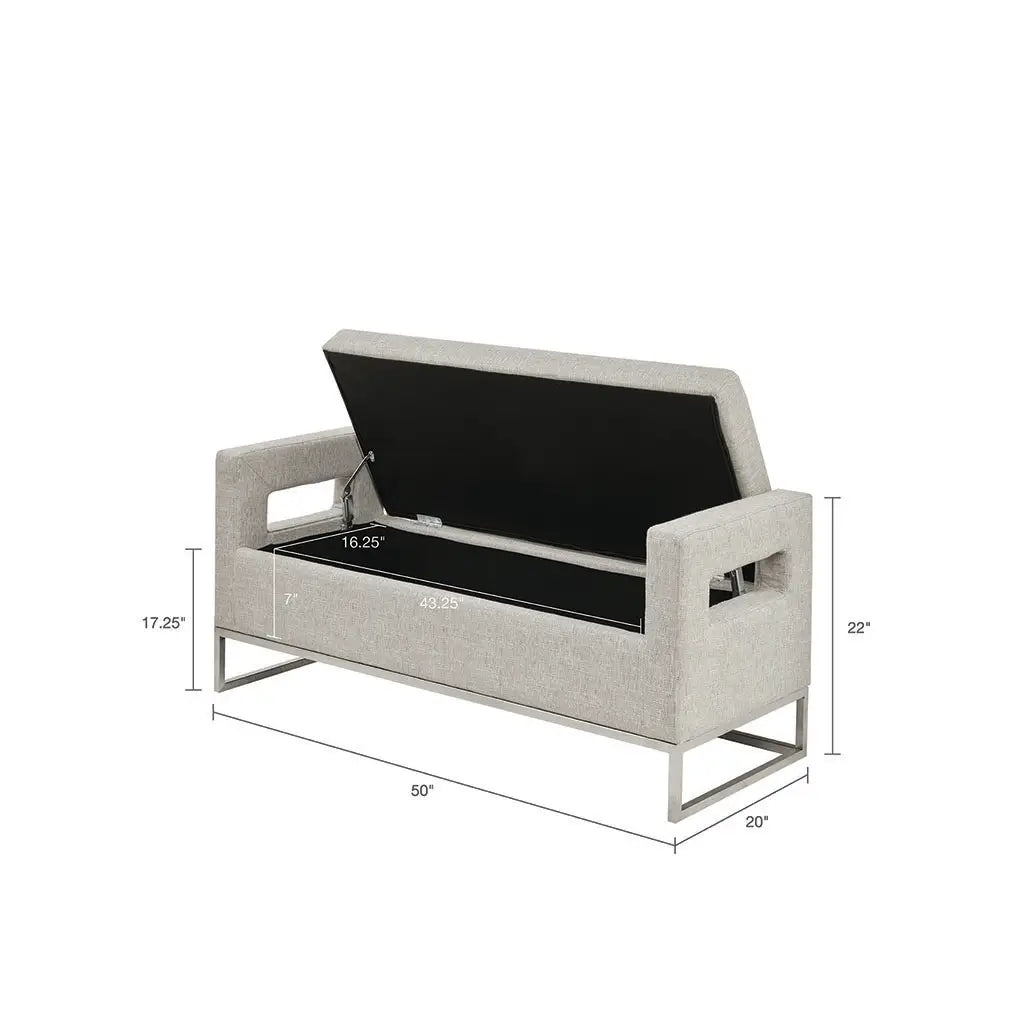 Light Grey Accent Cushion Bench