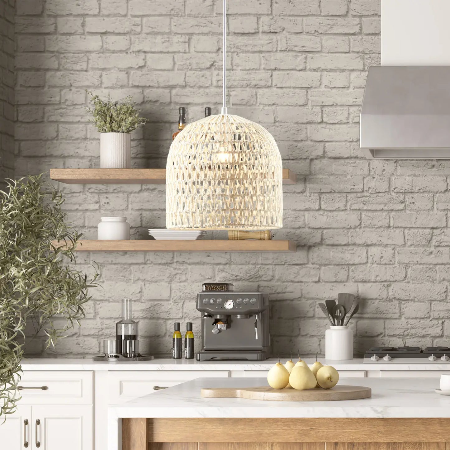 Natural Blonde Rope Shade Light Pendant