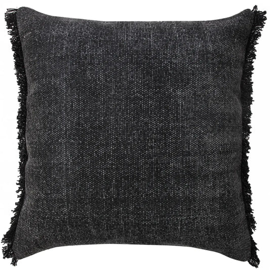 Stonewash Black Throw Fringe Pillow