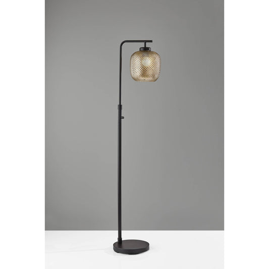 60" Brass Glass Globe Floor Lamp
