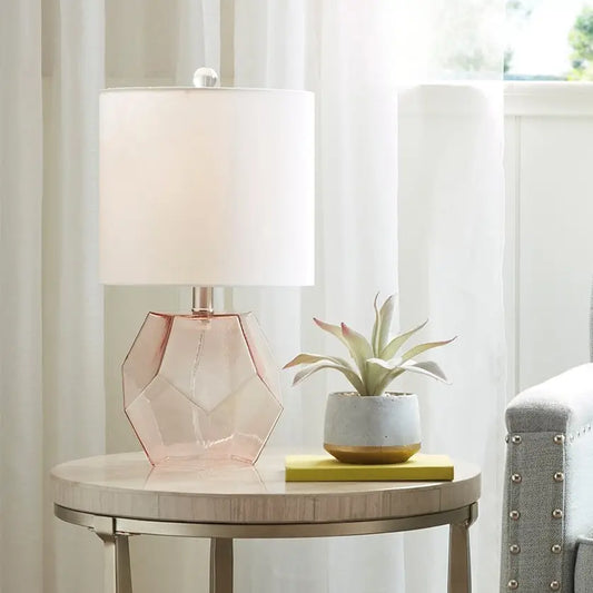 Clear Glass Pale Pink Table Lamp