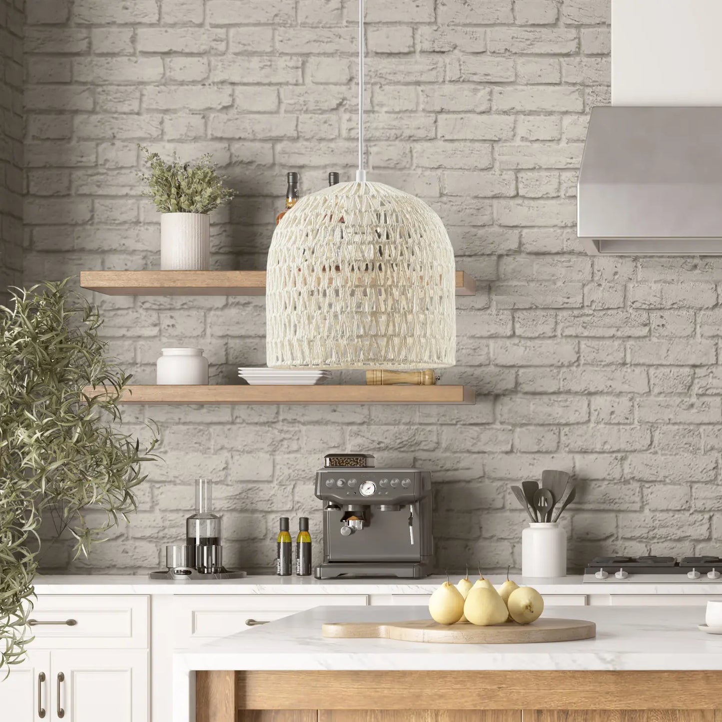Natural Blonde Rope Shade Light Pendant