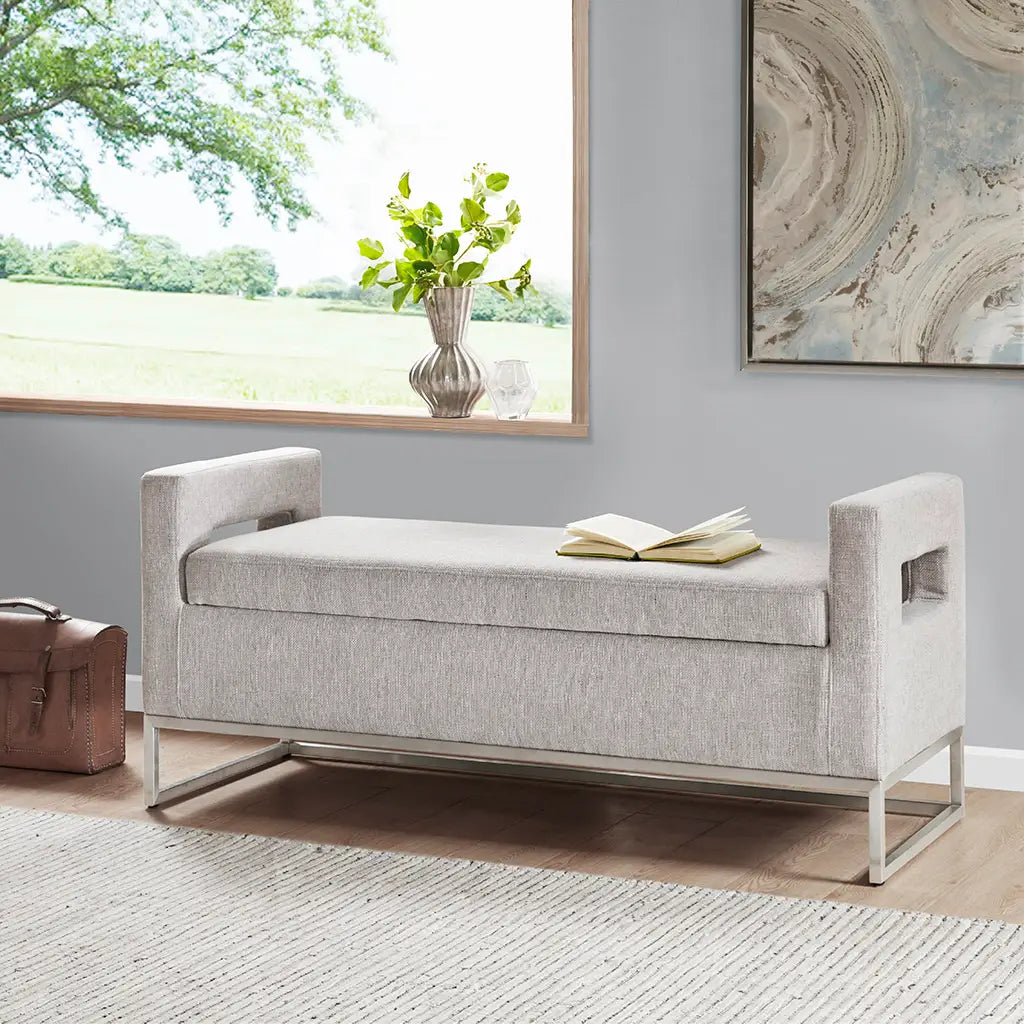 Light Grey Accent Cushion Bench