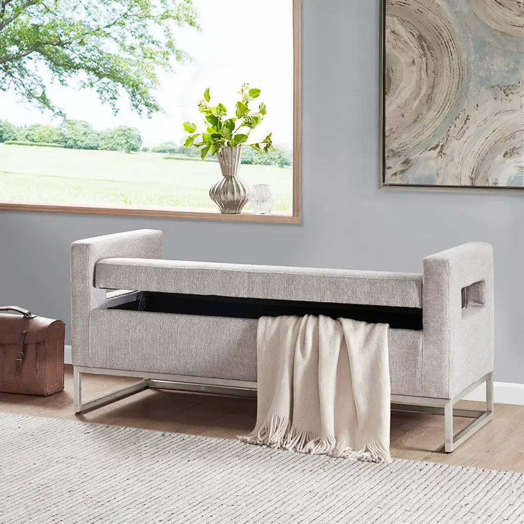 Light Grey Accent Cushion Bench