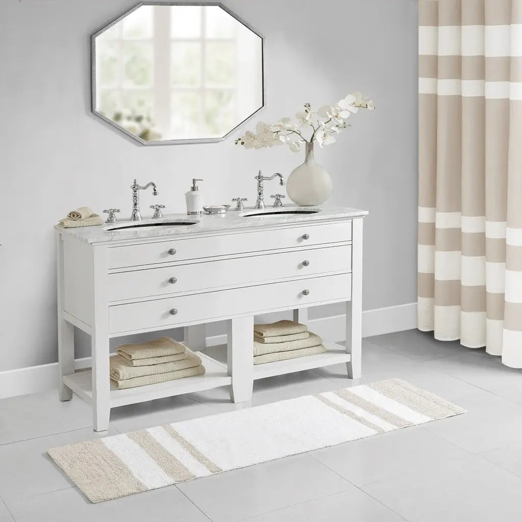 Stripe Cotton Reversible Bath Rug