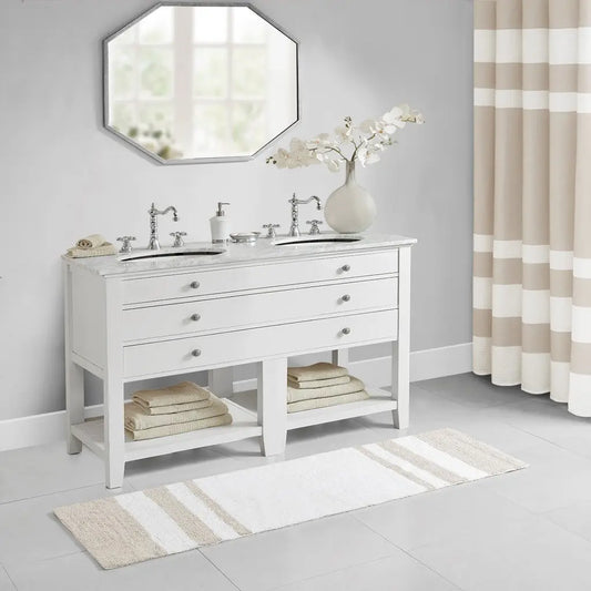 Stripe Cotton Reversible Bath Rug