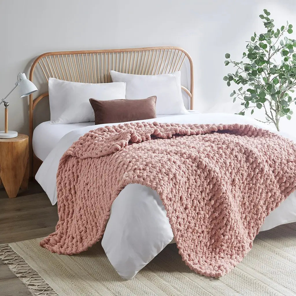 Handmade Chunky Knit Throw- 50x60
