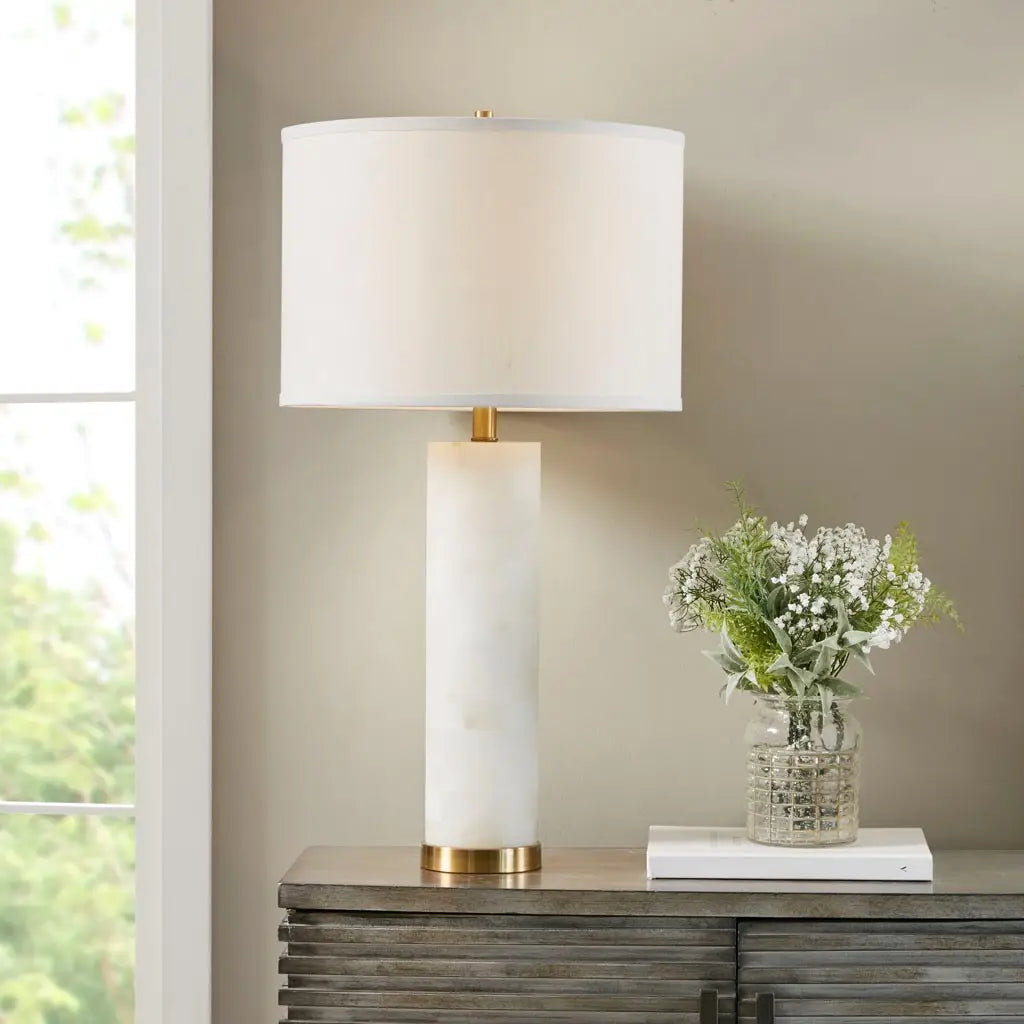 Alabaster White & Gold Table Lamp