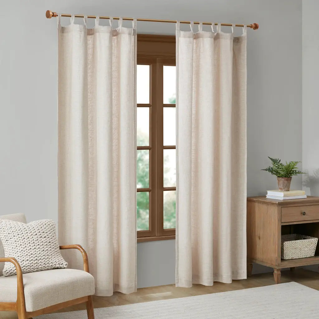 Natural Beige Linen Curtain Panel