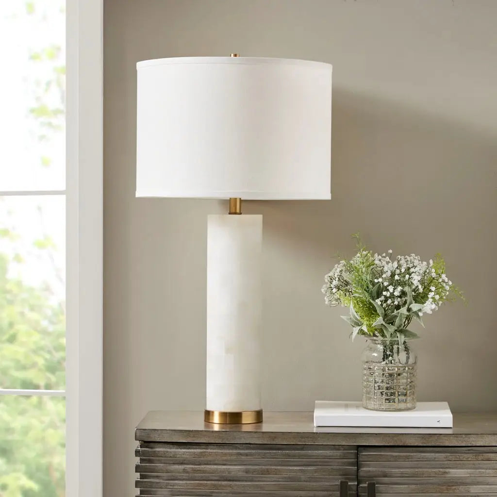 Alabaster White & Gold Table Lamp