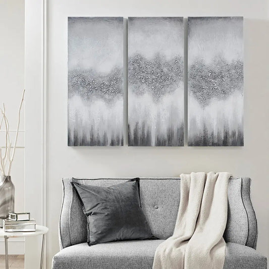 Glittery Grey 3 Piece Wall Art Set