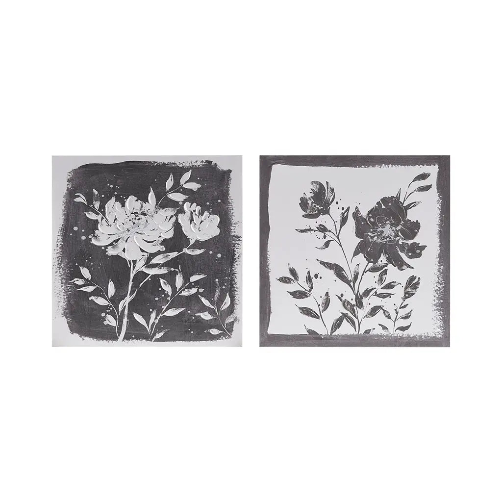 Black & White Floral Canvas Art Set